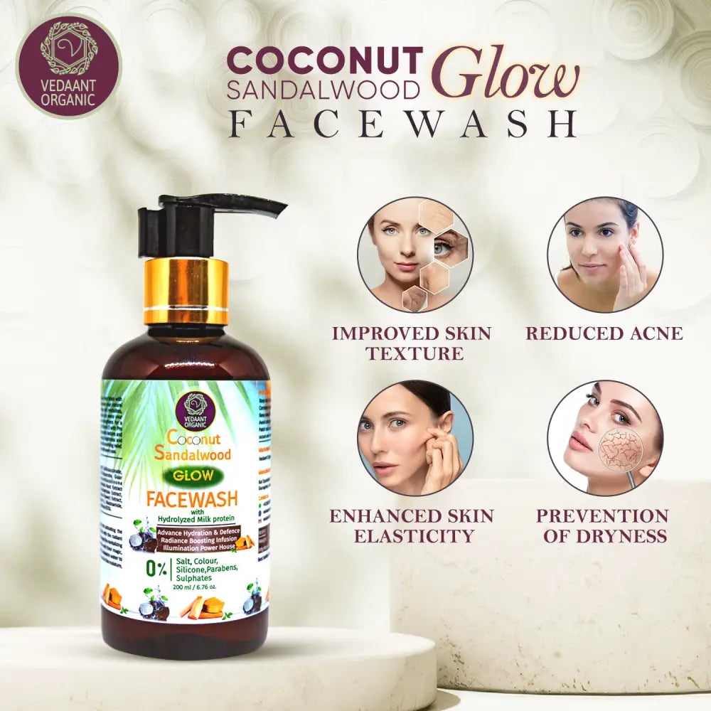 Coconut Sandalwood Glow Face Wash with Hydrolyzed Milk Protein