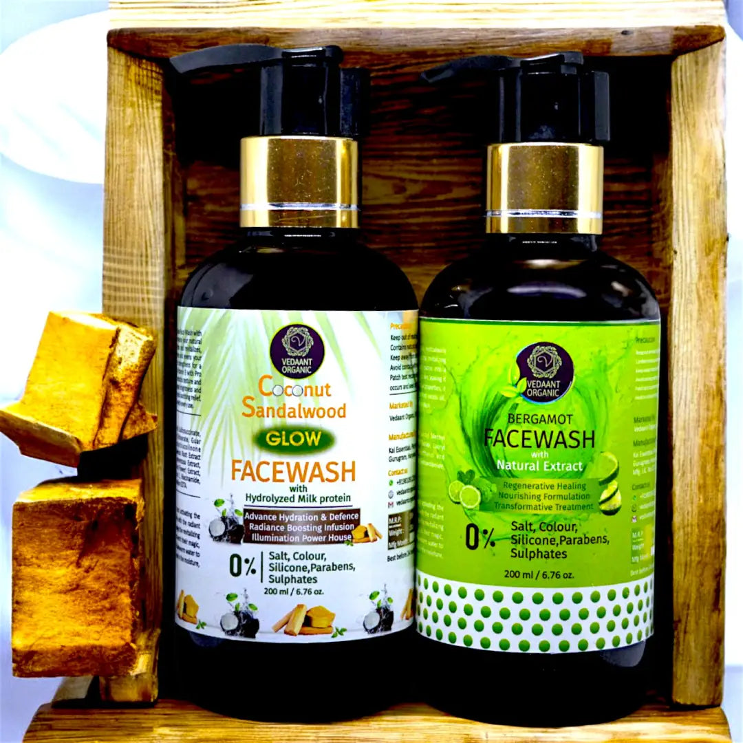 Face Wash Duo Combo I Bergamot & Coconut Sandalwood Glow Face Wash with Natural Extracts