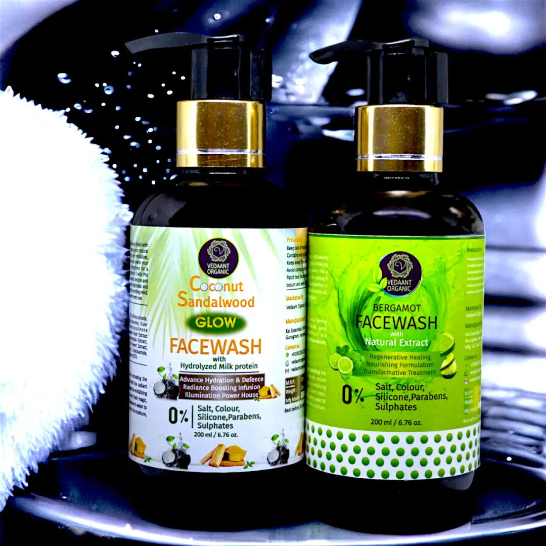 Face Wash Duo Combo I Bergamot & Coconut Sandalwood Glow Face Wash with Natural Extracts