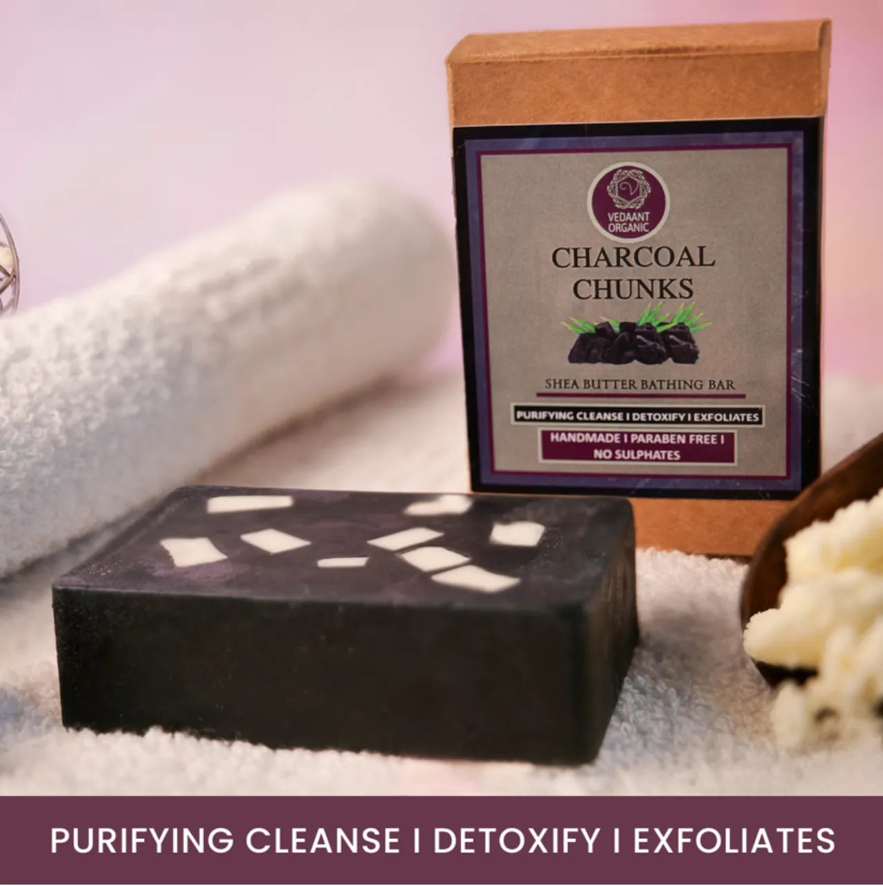 Charcoal Chunks Shea Butter Bathing Bar